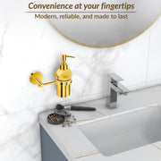 Plantex 304 Grade Stainless Steel Hand Wash Holder for Wash Basin Liquid Soap Dispenser/Bathroom Accessories - Oreo (Gold)