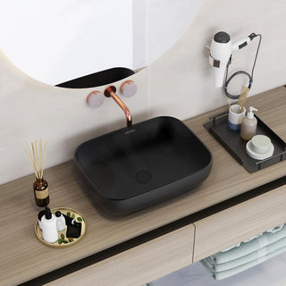 Plantex Ceramic Black Wash Basin for Bathroom/Table Top Basin/Washbasin for Bathroom (Matt Black - 18 x 13 x 5.5 Inch)