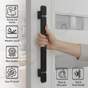 Plantex 12 Inch Main Door Handle/Aluminium Handle for Door/Black Pull-Push Handle for Home/Office/3 Years Warranty By Plantex - Pack of 1 (APS-613, Black & Rose Gold)