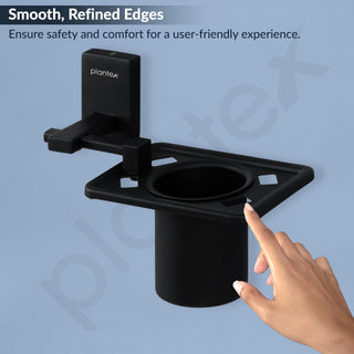 Plantex 304 Grade Stainless Steel Tumbler Holder/Tooth Brush Holder for Bathroom Accessories - Senso (Black)