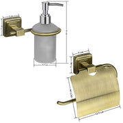 Plantex Decan 304 Grade Stainless Steel Toilet Paper Holder/Liquid Soap Dispenser/Bathroom Accessories - Brass Antique