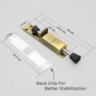 Plantex Kickdown Door Stopper Spring Loaded Telescopic Step On/Off Door Stopper Rubber, Adjustable Heavy Duty Door Locks Holder Stop/Release by Foot - (Brass Antique)