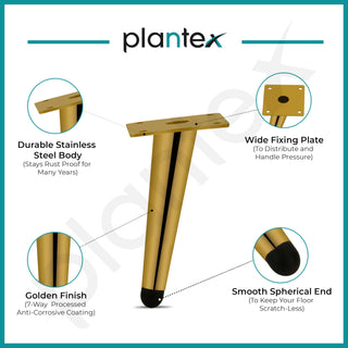 Plantex 6 Inch Sofa Legs for Bed Furniture/Sofa Legs for Table/Sofa Support Legs with Rubber Grip (Gold, 6 Pcs)