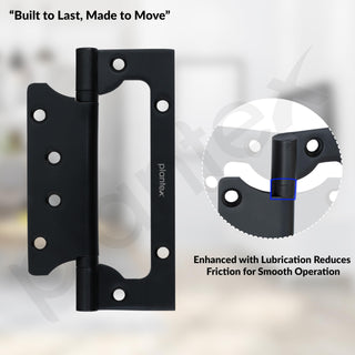 Plantex Butterfly Hinges for Door/Stainless Steel Door Hinges/Non-Mortise Hinges/5 Inch x 14 Gauge Hinges/2.5 mm Hinges for Home/Office/Hotel - Pack of 6 (Black)