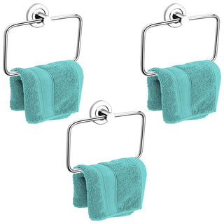 Plantex Stainless Steel Towel Ring for Bathroom/Wash Basin/Napkin-Towel Hanger/Bathroom Accessories (Chrome-Rectangular) - Pack of 3