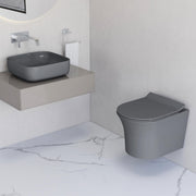 Plantex Ceramic Bathroom Commode and Wash Basin/Rimless Washdown Wall Hung Western Toilet/Bathroom Wash Basin/P Trap Commode - Smoke