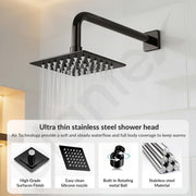Plantex Stainless Steel Overhead Shower 4 x 4 inch with Water-Saving Technology/High pressure Rain Shower Head without Arm/Bathroom Shower -(Ultra Slim-PVD Black)