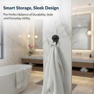 Plantex Royal Stainless Steel Robe Hook for Bathroom/Cloth-Towel Hanger/Napkin Hanger/Bathroom Accessories (Black, Powder Coated)