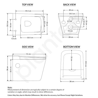 Plantex Platinum Ceramic Wall Hung Commode/P Trap Western Commode for Toilet/Rim Washdown Western Toilet with Soft Close Toilet Seat Cover- (Palm)