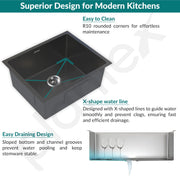 Plantex Stainless Steel Handmade Kitchen Sink/Single Bowl Sink For Kitchen With Drain Rack and Coupling and Waste Pipe/Undermount/Topmount (Black- 30X18 Inches)