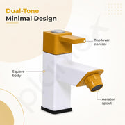 Plantex Single Lever Pillar Cock/Washbasin Tap with Water Saving Aerator/Water Tap for Bathroom Sink - Pack of 1 (PTMT-EDS-123, Yellow & White)