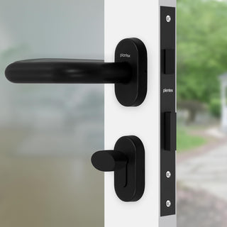 Plantex Aluminium Door Lock/Mortise Lock for Door/Robust Door Handle for Home with Lock Body & Cylinder - (Round, DTM-639-Black)