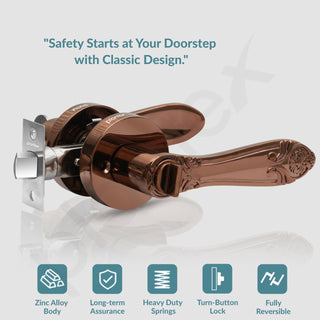 Plantex Heavy-Duty Door Lock - Bathroom Door Lock/Mortise Keyless Handle Set for Home/Bathroom/Balcony/Store Room - (DTM-628, PVD Rose Gold)