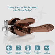 Plantex Heavy-Duty Door Lock - Bathroom Door Lock/Mortise Keyless Handle Set for Home/Bathroom/Balcony/Store Room - (DTM-628, PVD Rose Gold)