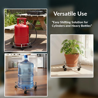 Plantex Stainless Steel Cylinder Trolley with Wheels/Easy to Move/LPG Cylinder Trolley