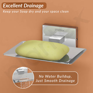 Plantex Soap Dish for Bathroom/Stainless Steel Soap Holder for Kitchen/Soap Case/Soap Stand/Bathroom Accessories - Nexa (Chrome)