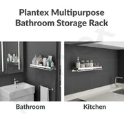 Plantex Stainless Steel Bathroom Shelf Rack/Bathroom Organizer/Wall Shelf for Bathroom Accessories Set/Kitchen Stand/Kitchen Shelves & Racks-( Chrome 18x5 Inches)