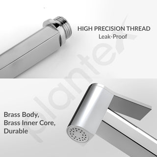 Plantex Pure Brass D-Shape Health Faucet Set/Jet Spray for Toilet with 1.20-Meter Hose Pipe for Toilet & Wall Hook-(Chrome Finish)