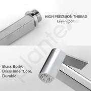Plantex Pure Brass D-Shape Health Faucet Set/Jet Spray for Toilet with 1.20-Meter Hose Pipe for Toilet & Wall Hook-(Chrome Finish)