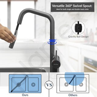 Plantex Kitchen Faucets for Sink and 360° Swivel Spout/Sink Tap for Kitchen Basin/Kitchen Taps for Home Sink - Deck Mounted - (8991-Grey)