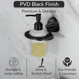 Plantex J4 Stainless Steel Liquid Soap Dispenser/Shampoo Dispenser for Wash Basin/Hand Wash Dispenser Wall Mounted/Bathroom Accessories (PVD Black Finish) Angel