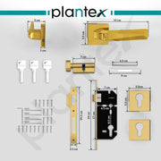 Plantex Premium Door Lock with 3 Years of Warranty/Main Door Locks/Mortise Lock Set for Home (PT-013, Gold)
