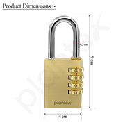 Plantex 4-Digit Code Combination Brass Lock/Number Lock/Portable Luggage Locks for Briefcase/Laptop Bags - Pack of 1 (Medium, Brass Antique)