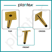 Plantex 4 Inch Sofa Legs for Bed Furniture/Sofa Legs for Table/Sofa Support Legs with Rubber Grip (Gold, 6 Pcs)