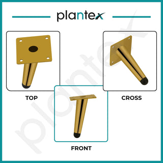 Plantex 4 Inch Sofa Legs for Bed Furniture/Sofa Legs for Table/Sofa Support Legs with Rubber Grip (Gold, 8 Pcs)