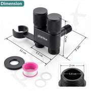 Plantex 2 Way Angle Cock/Stainless Steel Double Outlet Water Valve/Bathroom & Kitchen Tap Connector/Water Faucet - Pack of 1 (Black, APS-N-8)