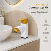 Plantex Single Lever Pillar Cock/Washbasin Tap with Water Saving Aerator/Water Tap for Bathroom Sink - Pack of 1 (PTMT-EDS-123, Yellow & White)
