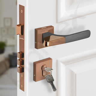 Plantex Main Door Lock/Mortise Lock for Door with 3 Years of Warranty - Robust Door Lock for Home with Brass Lock Body & Cylinder(7114 - PVD Choco & Satin Black)