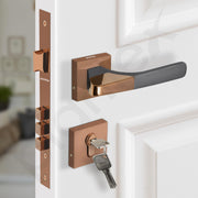 Plantex Main Door Lock/Mortise Lock for Door with 3 Years of Warranty - Robust Door Lock for Home with Brass Lock Body & Cylinder(7114 - PVD Choco & Satin Black)