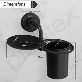 Plantex 304 Grade Stainless Steel 2in1 Soap Holder with Tumbler Holder/Bathroom Accessories - Daizy (Black)