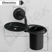 Plantex 304 Grade Stainless Steel 2in1 Soap Holder with Tumbler Holder/Bathroom Accessories - Daizy (Black)