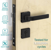 Plantex Triple Security Door Lock For Home/Main Door Lock Set With 3 Years Of Warranty/Mortise Lock For Door With Brass Lock Body & Cylinder(7107 - Black), Knob