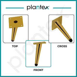 Plantex 6 Inch Sofa Legs for Bed Furniture/Sofa Legs for Table/Sofa Support Legs with Rubber Grip (Gold, 8 Pcs)