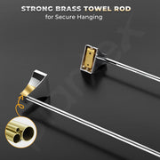 Plantex Towel Rod for Bathroom/Pure Brass Towel Hanger/24in Towel Holder/Bathroom Accessories - Pack of 1 (APS-DL-11, Chrome)
