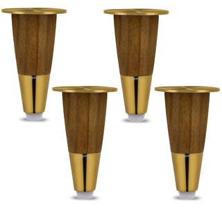Plantex Stainless Steel and Wood 4 inch Sofa Leg/Bed Furniture Leg Pair for Home Furnitures (DTS-55-PVD Gold) – 10 Pcs