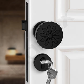 Plantex Heavy Duty Door Lock/Main Door Mortise Lock Handle/Handle Set for Home/Office/Door Accessories (Black)