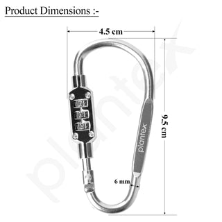 Plantex 3-Digit Code Combination Lock/Number Lock/Portable Luggage Lock/Travel Lock for Briefcase/Laptop Bags - Pack of 2 (Silver)