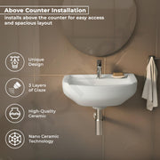 Plantex Ceramic Wall Hung Wash Basin/Washbasin for Bathroom with 10 Years Glaze Warranty by Plantex/Wall Mounted Samll Basin/Bathroom Sink (White - 17 x9 x5 Inch)