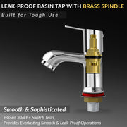Plantex Ceramic Basin with Stainless Steel Pillar Cock/Wall Hung Basin/Deck Mount Tap/Basin for Bathroom - (Cubic - Combo)