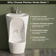 Plantex Wudu Basin/Ceramic Ablution with Leg Wash/Premium One Piece Basin/Free Standing Pedestal Basin for Bathroom (34x24x18 inch - White)