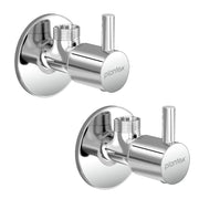 Plantex Angle Valve with Flanges and Teflon Tape/Pack of 2/Angle Cock for Bathroom and Kitchen - (Chrome)