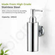 Plantex Liquid Soap Dispenser for Bathroom/304 Grade Stainless Steel Shampoo Dispenser/Round Hand wash Dispense/Bathroom Accessories - Pack of 1 (Regent, Chrome)
