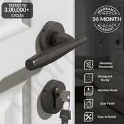 Plantex Door Lock for Home/Main Door Lock Set/Mortise Lock Set with Brass Lock Body & Cylinder - Pack of 1 (7135, Grey)