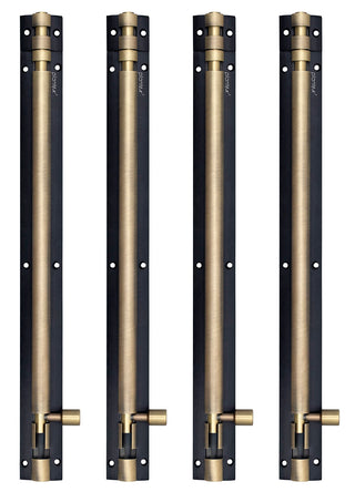 Plantex Heavy Duty 12-inch Joint-Less Tower Bolt for Wooden and PVC Doors for Home Main Door/Bathroom/Windows/Wardrobe - Pack of 4 (703, Brass Antique and Black)