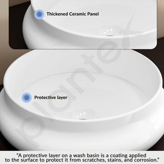 Plantex Ceramic Basin/Countertop Vessel Sink/Tabletop Wash Basin/Washbasin for Bathroom with 10 Years Glaze Warranty by Plantex (White Glossy - 16 x 16 x 5.5 Inch)