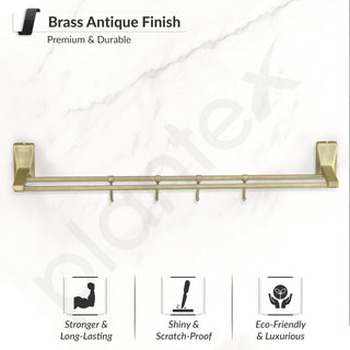 Plantex 304 Grade Stainless Steel 24 inch Dual Towel Rod/Towel Holder/Towel Hanger/Bathroom Accessories - Crystal (Brass Antique)